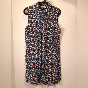 Tory Burch Geometric Silk Sleeveless Dress